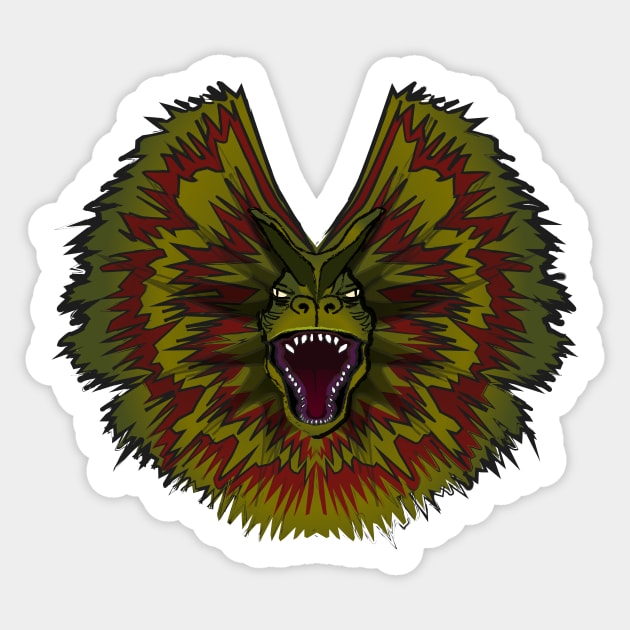 Jurassic Park Dilophosaurus Sticker by danielctuck